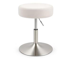 Relaxdays, Taburete de Maquillaje, Regulable y Giratorio, 42-57x38,5 cm, Forro Polar y Metal, Blanco/Plateado