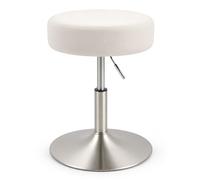 Relaxdays Taburete de Maquillaje Regulable y Giratorio, Blanco/Plateado