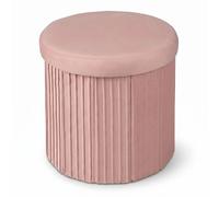 Relaxdays Taburete de terciopelo con almacenaje rosa