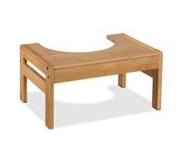 Relaxdays Taburete Fisiológico Inodoro Bambú, Escalón WC Adultos, Banco Ergonómico para IR al Baño, 21x42x30cm, Natural, Silicona