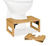 Relaxdays Taburete Fisiológico Inodoro, Plegable, Banco Ergonómico para IR al Baño, Adultos, 18,5x43x27,5 cm, Natural, Bambú