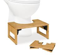 Relaxdays Taburete Fisiológico Inodoro, Plegable, Banco Ergonómico para IR al Baño, Adultos, 18,5x43x27,5 cm, Natural
