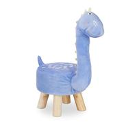 Relaxdays Taburete Infantil Dinosaurio, Forma Animal, Silla Niños, Suave, Funda Extraíble, 57 x 28 x 57 cm, Azul, Poliéster