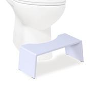 Relaxdays Taburete Inodoro Plegable de bambú Antideslizante, reposapiés para Adultos, 43,5x20x19 cm, Blanco