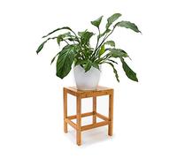 Relaxdays Taburete, Natural Bambú | 40 x 28 x 32 cm, Soporte Macetas, Mesa Auxiliar