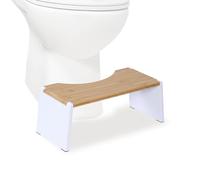 Relaxdays Taburete plegable de bambú blanco,marrón claro
