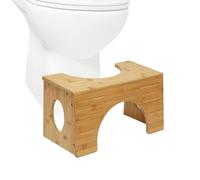 Relaxdays Taburete para Inodoro, reposapiés, Apoyo WC para Adultos, bambú, inclinable 2 Alturas, 19,5/25 cm, Natural