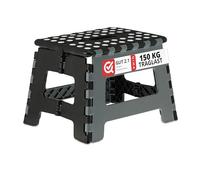 Relaxdays Taburete Plegable, Antideslizante, hasta 120 kg, Asa Transporte, Banca Infantil 22,5x32x25 cm, Gris/Negro