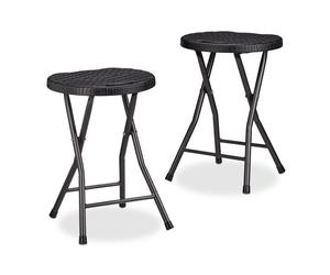 Relaxdays Taburete plegable BASTIAN negro