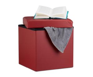 Relaxdays Taburete plegable cuero sintético rojo oscuro