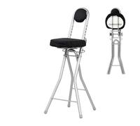 Relaxdays Taburete Plegable de Apoyo de pie, Oficina/hogar | altura ajustable 58-73 cm, carga 100 kg, negro/plateado