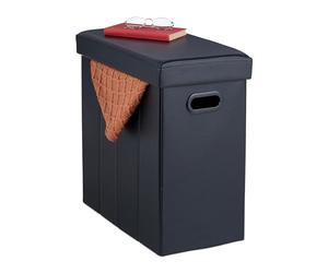 Relaxdays Taburete Plegable de Polipiel con Espacio de Almacenaje, Acolchado, para Salón, 49 x 48,5 x 27 cm, Negro