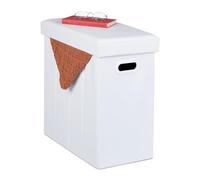 Relaxdays Taburete Plegable Hecho de Polipiel con Sitio de Almacenaje, Acolchado, para Salón, 49 x 48,5 x 27 cm, Blanco