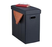 Relaxdays Cuero sintético Negro Taburete Plegable de Polipiel con Espacio de Almacenaje, Acolchado, para Salón, 49 x 48,5 x 27 cm, Tablero de Fibras