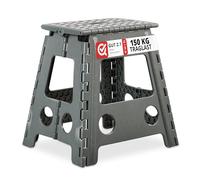Relaxdays Taburete Plegable, Portátil, Escalón Baño, para Niños o Viajes, para hasta 150 kg, 39 x 39 x 32 cm, Gris Claro