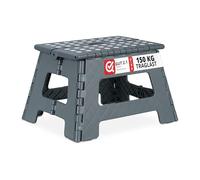 Relaxdays Taburete Plegable, Portátil, Escalón Baño, para Niños o Viajes, Resiste hasta 150 kg, 22 x 35 x 28 cm, Gris