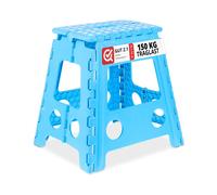 Relaxdays Taburete plegable XL azul blanco,azul claro