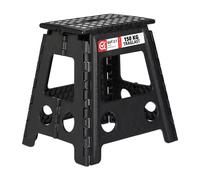 Relaxdays Folding Stool XL Taburete Plegable, Portátil, Escalón Baño, para Niños o Viajes, Resiste hasta 150 kg, 39 x 39 x 32 cm, Negro