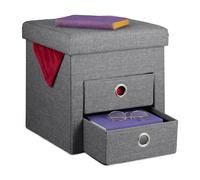 Relaxdays Taburete reposapiés salón con 2 cajones antracita
