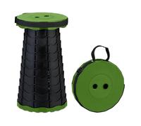 Relaxdays Taburete Telescópico, Banqueta Plegable Camping, con Correa, Altura Ajustable, 44,5x25x25 cm, Color a Elegir