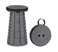 Relaxdays Taburete Telescópico, Banqueta Plegable Camping, con Correa, Altura Ajustable, 44,5x25x25 cm, Gris