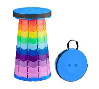 Relaxdays Taburete Telescópico, Banqueta Plegable Camping, con Correa, Altura Ajustable, 44,5x25x25 cm, Multicolor