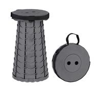 Relaxdays Taburete Telescópico, Banqueta Plegable Camping, con Correa, Altura Ajustable, 44,5x25x25 cm, Gris