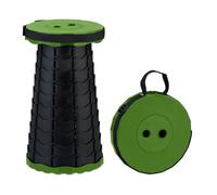 Relaxdays Taburete telescópico de camping verde oscuro,negro