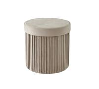 Relaxdays Taburete Terciopelo, con Almacenamiento, Acolchado, H x D: 38 x 38 cm, Taburete Redondo, Beige