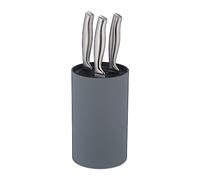 Relaxdays Unequipped Knife Block Taco Cuchillos Cocina Cilíndrico, Bloque Portacuchillos con Cerdas, 18 x 11 cm, Compacto, Universal, Gris, 18 x 11 x 11 cm