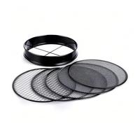 Relaxdays tamiz jardín 5en1, Ø30 cm, Insertos Intercambiables, metálico para Tierra, Grava/Arena, Acero Inoxidable Negro