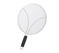 Relaxdays Tapa antisalpicaduras con mango negro,plata