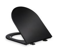 Relaxdays Tapa del inodoro con mecanismo de cierre suave negro