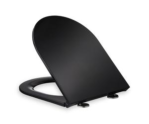 Relaxdays Tapa del inodoro con mecanismo de cierre suave negro