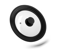 Relaxdays Tapa universal para ollas, tapa de vidrio flexible con borde de silicona y orificio para vapor, ollas y sartenes con un diámetro de 20-24 cm, negra 10027987_46, 5 x 25,5 x 25,5 cm