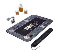 Relaxdays Tapete de Póker 100 x 60 cm, Texas Holdem, Casino, Mantel Mesa Póquer Grande, Antideslizante, Poliéster, Negro