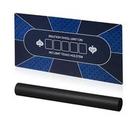 Relaxdays Tapete Póquer, 120 x 60 cm, Mantel Poker Texas Hold'em, Alfombrilla Antideslizante, Bolsa, 10 Jugadores, Azul, 60% poliéster 40% Caucho