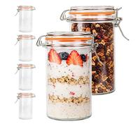 Relaxdays tarros de cristal, set 6 x 500 ml, tapa con cierre, transparentes