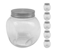 Relaxdays Tarros para Caramelos, Set 6 x 480 ml, Transparente/Plateado | Botes para dulces, Candy Bar, tapa inox