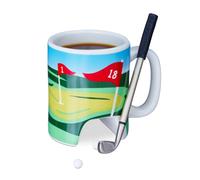 Relaxdays Taza golf con palo blanco,verde,azul claro