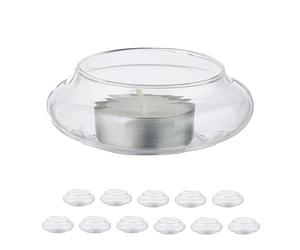 Relaxdays Teelichthalter schwimmend 12er Set Pack 12 Portavelas Flotantes, Soportes Velitas de Té, 3,5 x 8 cm, Decoración Estanque y Piscina, Transparente, 5 cm