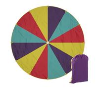 Relaxdays Tela de Juegos Infantil, Ø 6 m, Paracaídas Redondo para Niños, 12 Asas, Juguete para Exterior, Multicolor, Poliéster