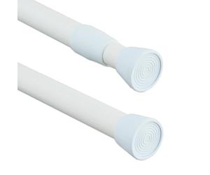 Relaxdays telescópica Blanca Barra Cortina Extensible, 110-200 cm, Palo Presión Ducha, Visillos, Acero Inoxidable, sin Taladrar, 2,5 x 200 x 2,5 cm