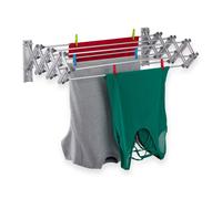 Relaxdays Tendedero de Pared, Cuerda de 8 m, Extensible, 27 x 95 x 60 cm, Colgador para Secar Ropa, Aluminio, Plateado