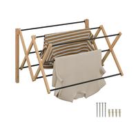 Relaxdays Tendedero de pared extensible y plegable marrón claro,negro