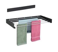 Relaxdays Tendedero de Pared, Plegable, 15x100x50 cm, Interior, y Exterior Tenderete Ahorra Espacio, Secador Ropa, Negro