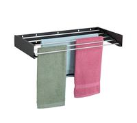 Relaxdays Tendedero de Pared, Plegable, 15x80x40 cm, Interior, y Exterior Tenderete Ahorra Espacio, Secador Ropa, Negro, M
