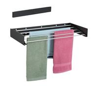 Relaxdays Tendedero de Pared, Plegable, 15x80x40 cm, Interior, y Exterior Tenderete Ahorra Espacio, Secador Ropa, Negro