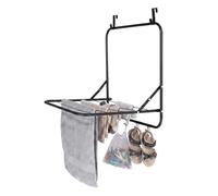 Relaxdays Tendedero de Puerta, para Colgar, 2,4 m de Secado, Negro | Plegable, 4 ganchos, acero