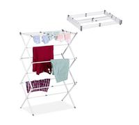 Relaxdays Tendedero Plegable, 11 Varillas, 6 Niveles, 105 x 73 x 37 cm, Tenderete Tipo Torre Extensible, Metal, Blanco, Plástico, Acero Inoxidable